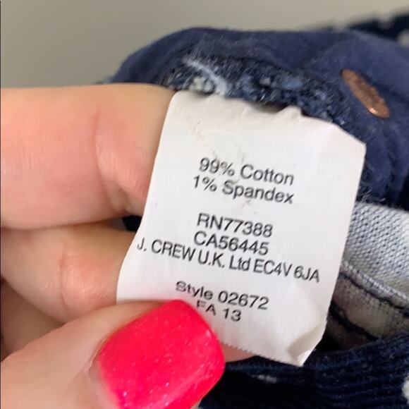 J Crew Toothpick Polka Dot Navy Blue/White Corduroy Pants - Picture 5 of 6